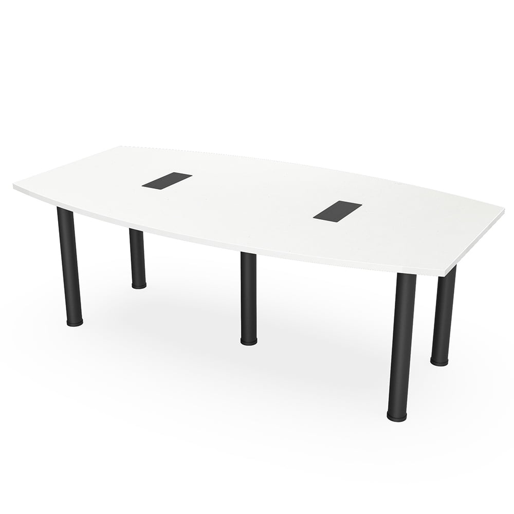 7' Boat Shaped Conference Room Table Power And Data Post Legs