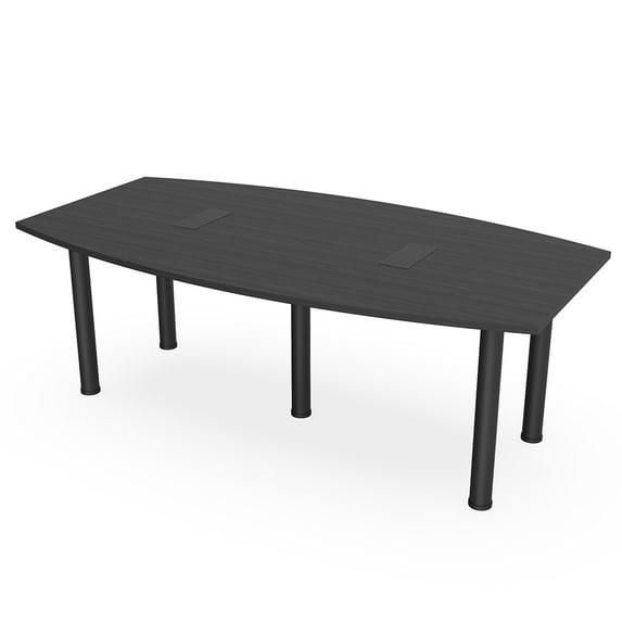 7' Boat Shaped Conference Room Table Power And Data Post Legs