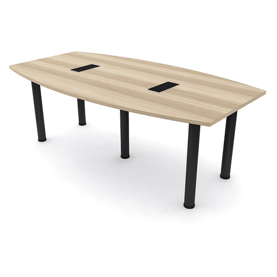 7' Boat Shaped Conference Room Table Power And Data Post Legs