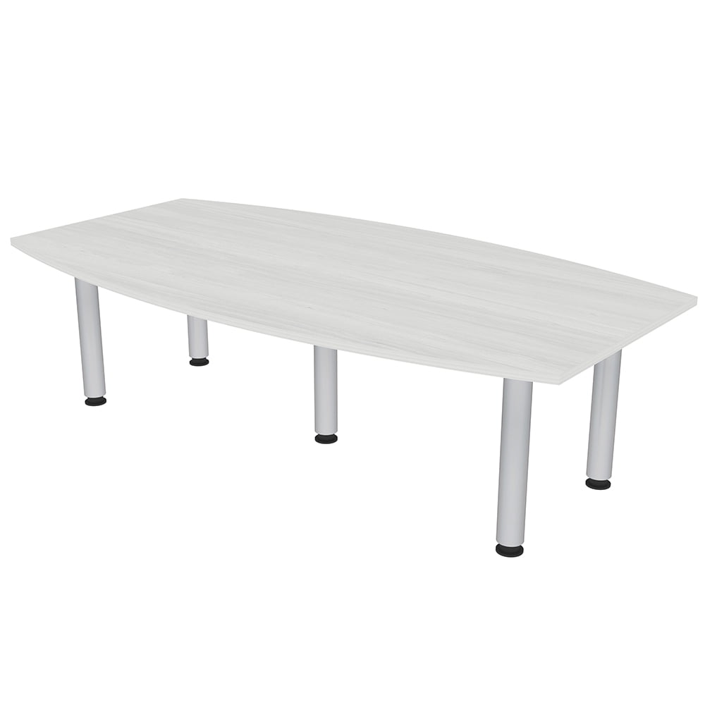 7' Boat Shaped Conference Room Table Power And Data Silver Post Legs
