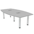 thumbnail image 1 of 7' Boat Shaped Conference Room Table Power And Data Silver Post Legs, 1 of 7