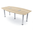 thumbnail image 1 of 7' Boat Shaped Conference Room Table Power And Data Silver Post Legs, 1 of 7