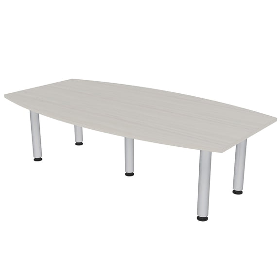 7' Boat Shaped Conference Table Silver Post Legs Factory Clearance
