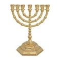 thumbnail image 1 of 7 Branch Hexagonal Base 12 Tribes of Israel Menorah in Gold, 1 of 1