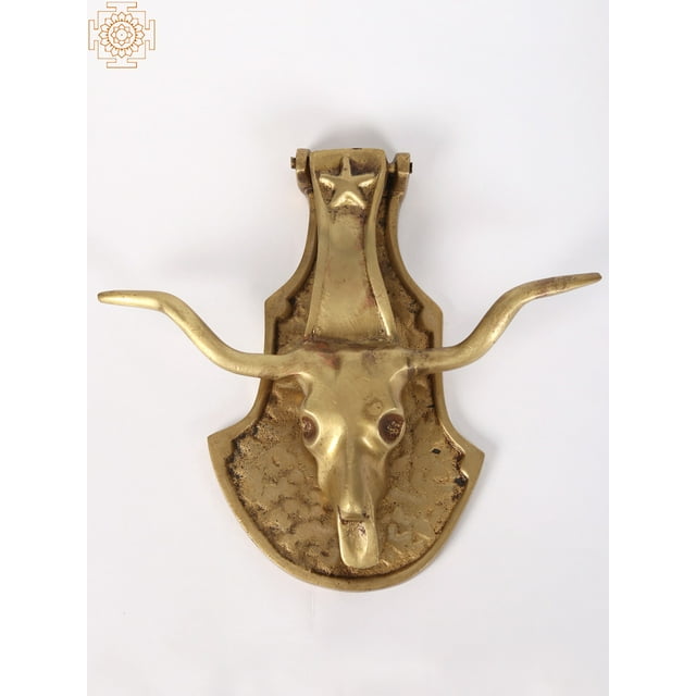 7" Brass Bull Head Door Knocker - Brass