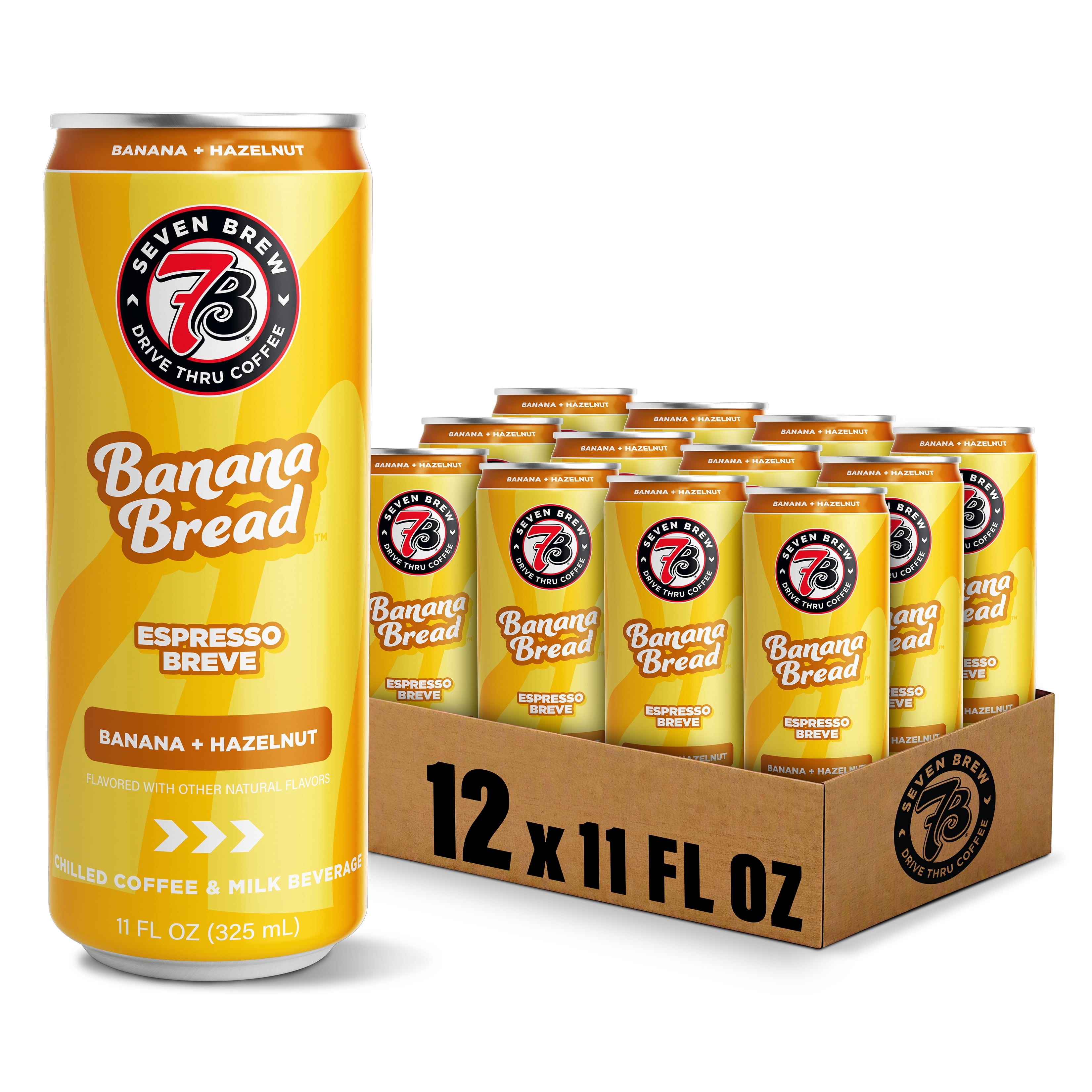 (12 pack) 7 Brew Banana Bread Chilled Espresso Breve Ready to Drink Coffee, 11 fl oz Can