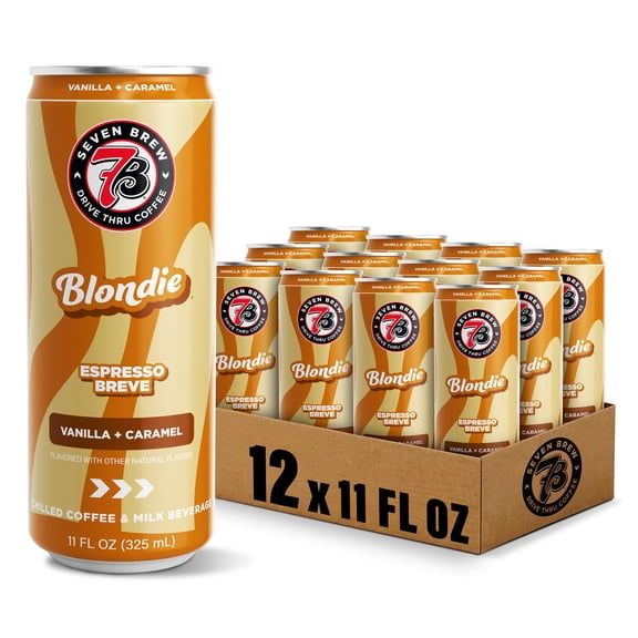 (12 pack) 7 Brew Blondie Chilled Espresso Breve Ready to Drink Coffee, 11 fl oz Can