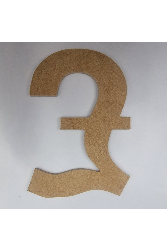 7" British Pound Symbol, Unfinished MDF Art Shape by Wooden Craft Cutouts