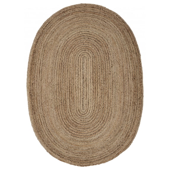 7’ Brown Oval Shaped Jute Area Rug