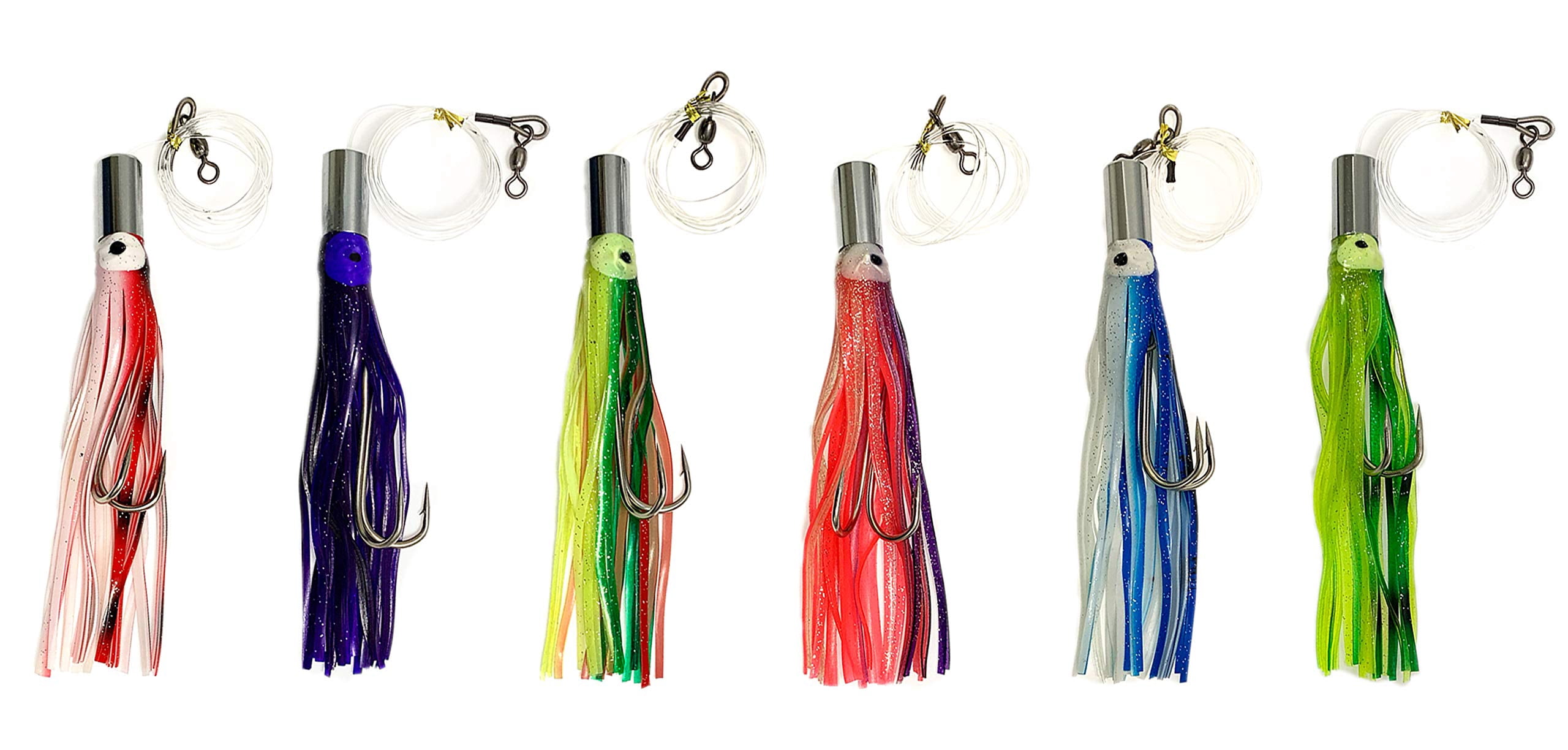 6 Esche Bullet Jet Head Da 7″ Per Pesca In Acqua Salata – Ami Doppi 7/0 – Colori Multipli - 2