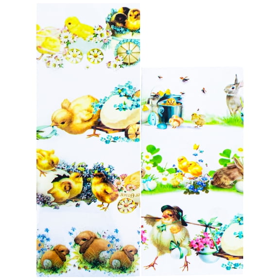 7 Baby Chicks, Bunnies & Spring Flowers Ukrainian Easter Egg Decorating Wraps Heat Shrink Sleeves