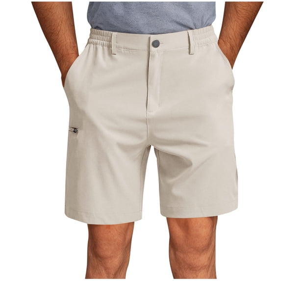 7" Business Casual Mens Pants Button Waist Solid Color Golf Dress Shorts with Pockets Fathers Day Gift