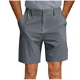 thumbnail image 1 of 7" Business Casual Mens Pants Button Waist Solid Color Golf Dress Shorts with Pockets Fathers Day Gift, 1 of 6
