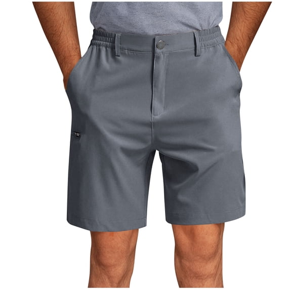 7" Business Casual Mens Pants Button Waist Solid Color Golf Dress Shorts with Pockets Fathers Day Gift