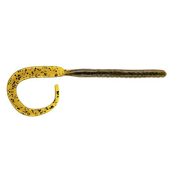 BAITFUEL C-Mac Classic Curly Tail Big Bass Worm Infused with Supercharged X55 Formula Gel  7-Inch, Green Pumpkin