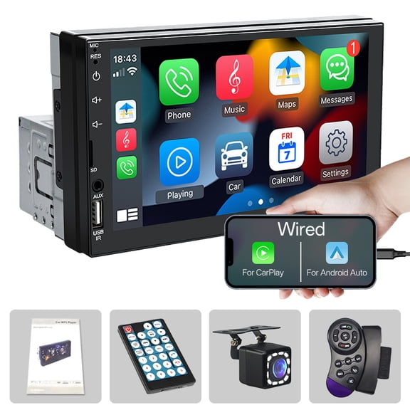 7“ Car Radio 1 Din Carplay Android Auto Multimedia Player USB FM AUX Input Bluetooth Mirror Link Universal Autoradio