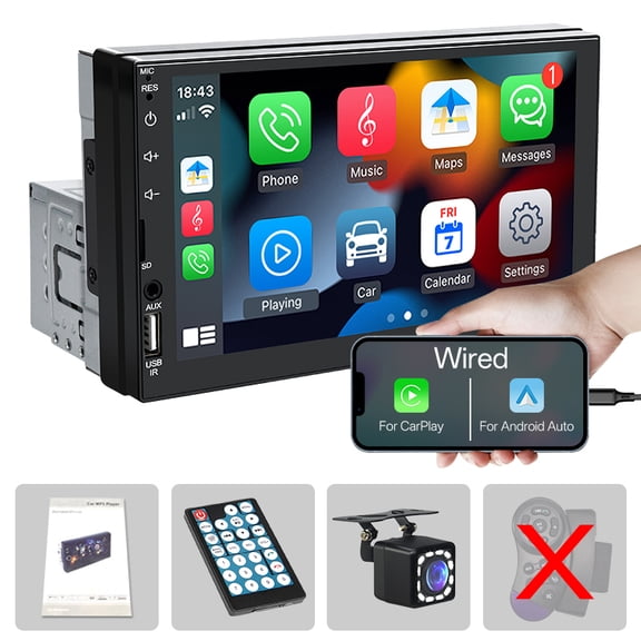 7“ Car Radio 1 Din Carplay Android Auto Multimedia Player USB FM AUX Input Bluetooth Mirror Link Universal Autoradio