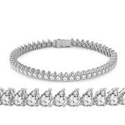 7 Carat IGI Certified Lab Grown Diamond Bracelet Line 7" | 14K White Gold | Lilac Pear Lab Diamond Tennis Bracelet | Three Prong Settings | FG-VS1-VS2 Quality | Friendly Diamonds