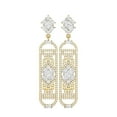 thumbnail image 1 of 7 Carat Square Moissanite Diamond E Color VS1 Clarity Brilliant Cut 925 Sterling Silver Gold Plated Cylinderical Long Drop Dangle Earrings, 1 of 1