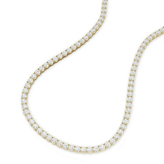 7 Carat TW Lab Grown Diamond Straight Line 4 Prong Tennis Necklace in 14K Yellow Gold - 16 Inches