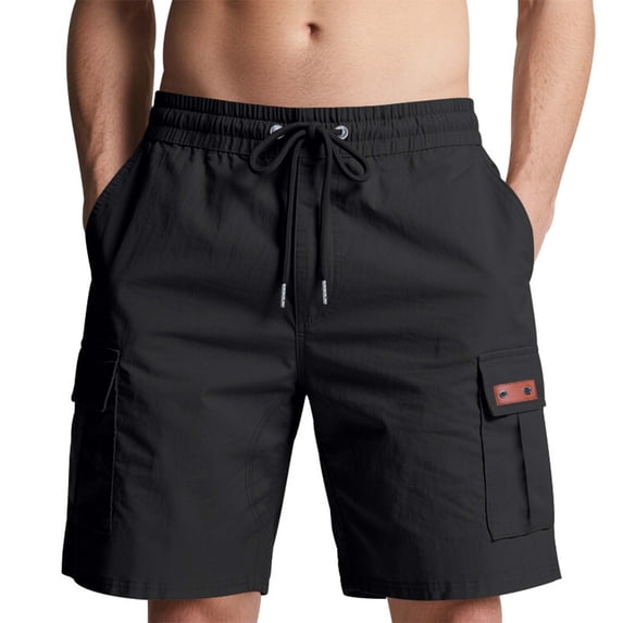 7" Cargo Shorts for Men Multi-Pockets Elastic Waist Drawstring Hiking Camping Short Pants Fathers Day Gift