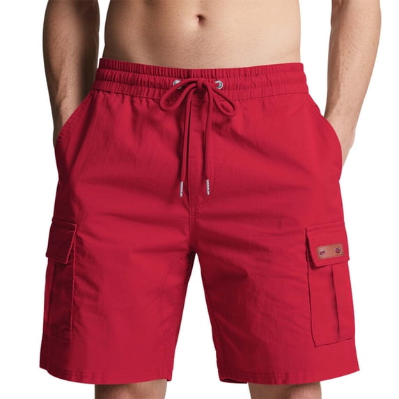 7" Cargo Shorts for Men Multi-Pockets Elastic Waist Drawstring Hiking Camping Short Pants Fathers Day Gift