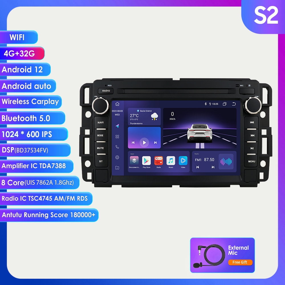 7 Carplay DSP GPS Navigation Bluetooth SWC FM/AM WiFi Android 12 Octa Core  Car Stereo Radio 4+32GB For GMC Sierra Savana Chevrolet Silverado 