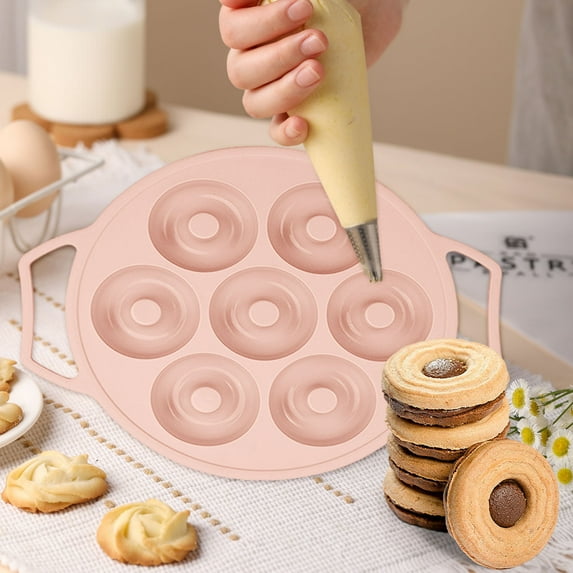 7-Cavity Cake Mold Food Grade Nonstick High Temperature Donut Baking Pan Easy Grip Double Handle Easy Clean Oven Safe for Muffins Pastries