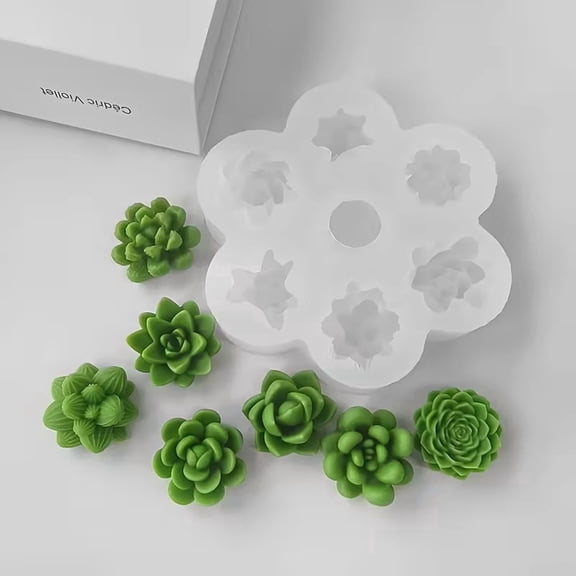 7-Cavity Silicone Mold for Succulent Flowers DIY Cake Jelly Chocolate Soap