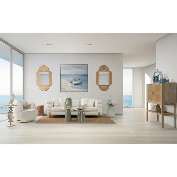 Coastal Fish Figurine - Handcrafted Stoneware & Ceramic - White & Gold - Nautical Decorative Accent for Home, Office, Bedroom & Living Room - 9"