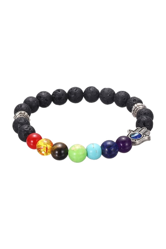 7 Chakra Beads Bracelet 8mm Prayer Protection Natural Stone Beaded Bracelet for Men Women, Blue Eye
