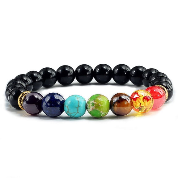 7 Chakra Black Natural Lava Stone Beaded Men Bracelet Buddha Lotus Pedant Bracelets Bangles Women Yoga Jewelry Friendship Gifts