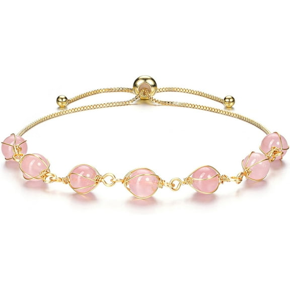 7 Chakra Bracelet Healing Crystal Stone Beads Ankle Bracelet Adjustable 14K Gold Plated Bracelet for Women Girls Women Girlfriend Birthday Gift Mom Gift
