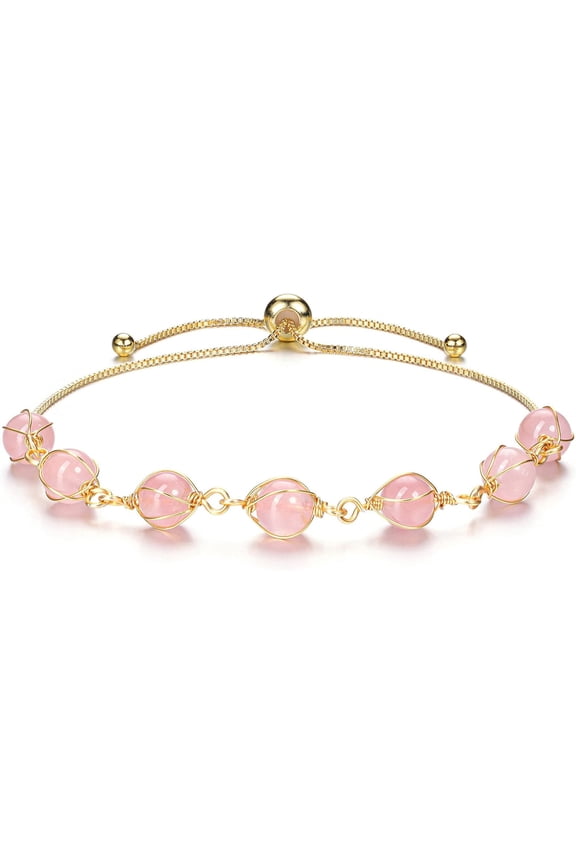 7 Chakra Bracelet Healing Crystal Stone Beads Ankle Bracelet Adjustable 14K Gold Plated Bracelet for Women Girls Women Girlfriend Birthday Gift Mom Gift
