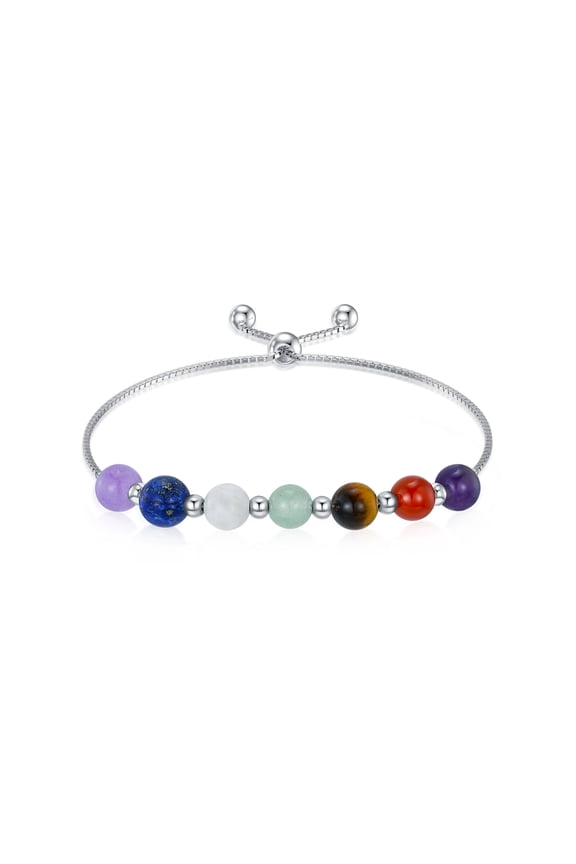 7 Chakra Bracelet for Women 925 Sterling Silver Beads Chakra Bracelet 6mm Healing Stone Jewelry Gifts