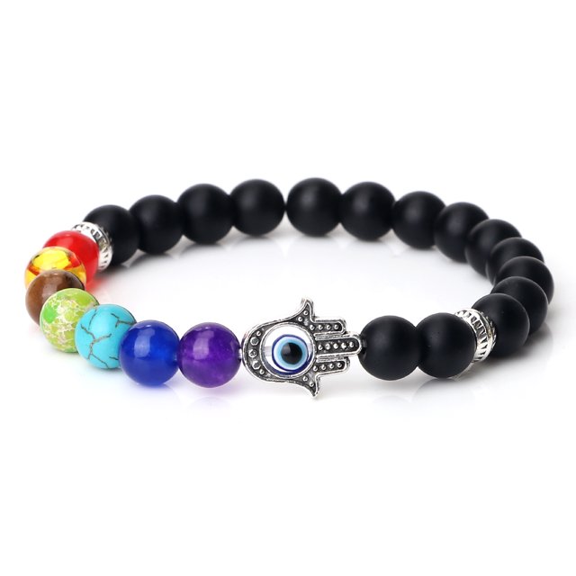 7 Chakra Bracelets Men Natural Tiger Eye Stone Lava Onyx Agates Beads ...