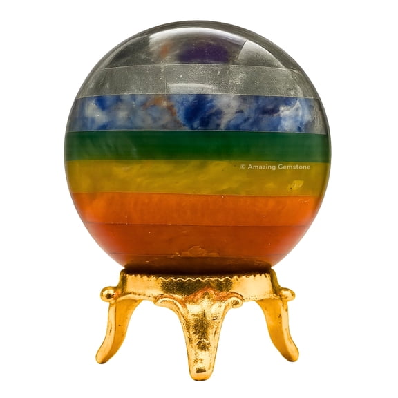 7 Chakra Crystal Ball Sphere 1.5" Inches