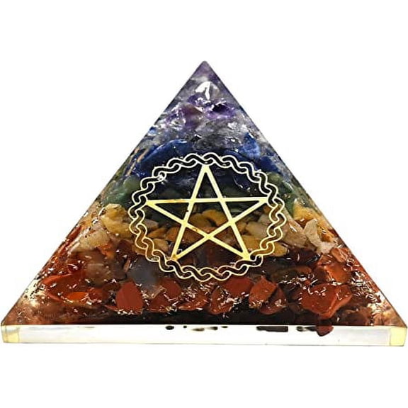 7 Chakra Crystal Orgone Pyramid, Organite Pyramid Star