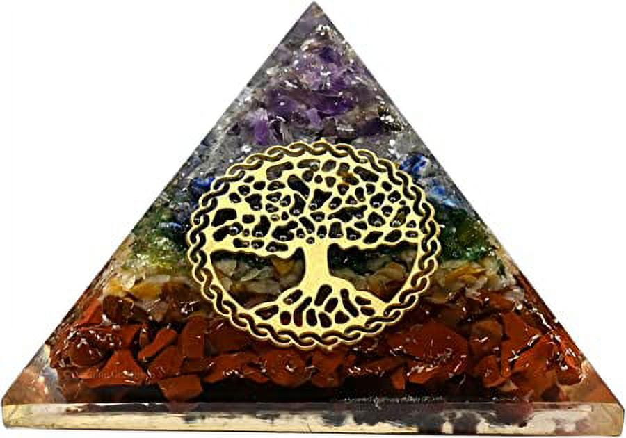 7 Chakra Crystal Orgone Pyramid, Organite Pyramid Tree of Life