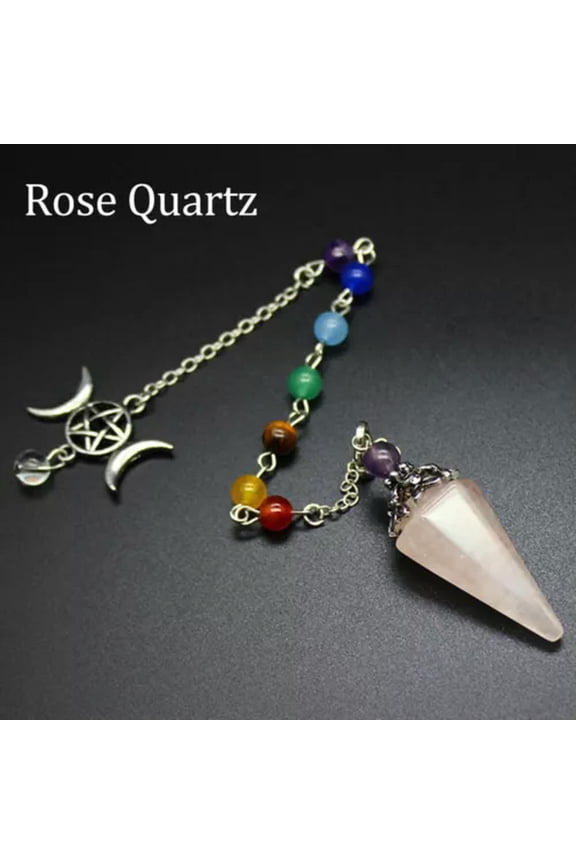 7 Chakra Crystal Pendulum Star Moon Natural Quartz Reiki Hexagon Stone Pendant