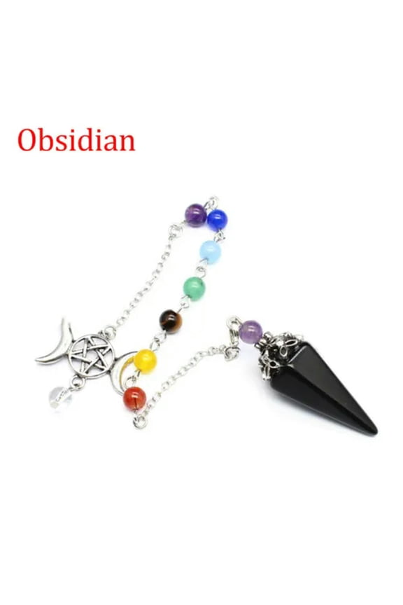 7 Chakra Crystal Pendulum Star Moon Natural Quartz Reiki Hexagon Stone Pendant