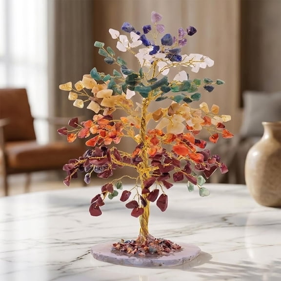 7 Chakra Crystal Tree with Natural Crystal Chip Clusters