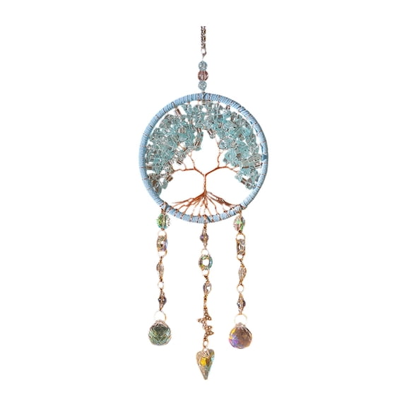 7 Chakra Dream Catcher with Agate Stones - Handmade Tree of Life Wall Hanging with Healing Crystals, Wind Chimes for Bedroom, Wedding, Garden Decor - Spiritual Blessing Gift for Adults & Teens