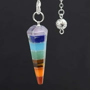 MAOKA 7 Chakra Gemstone Point Dowsing Pendulum Reiki Crystal Chain Rainbow Pendant