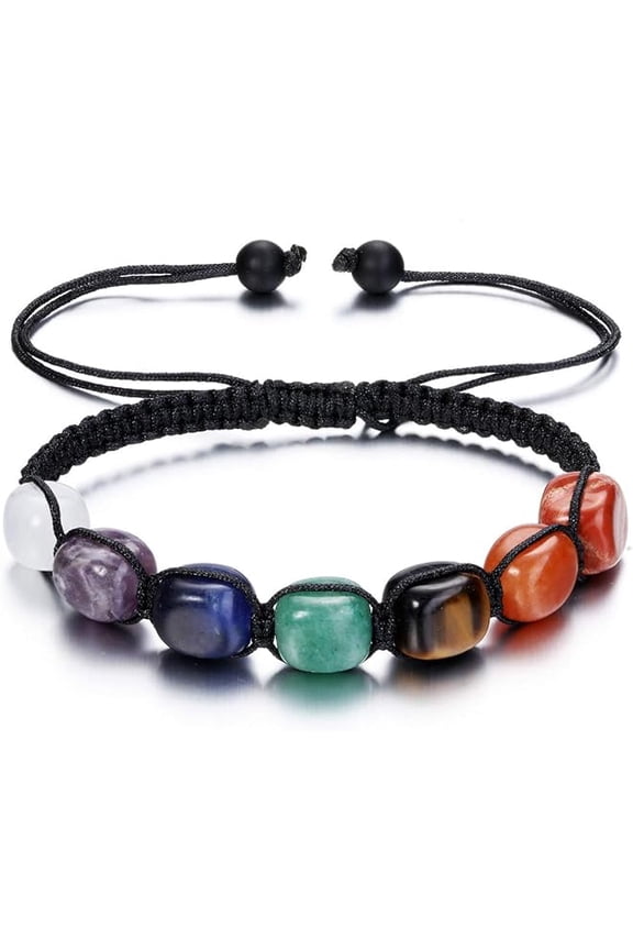 7 Chakra Healing Crystal Bracelet - Natural Stone Beaded Braided Bracelet for Men Women, Adjustable Spiritual Jewelry for Yoga, Meditation, Energy Balance & Daily Wear