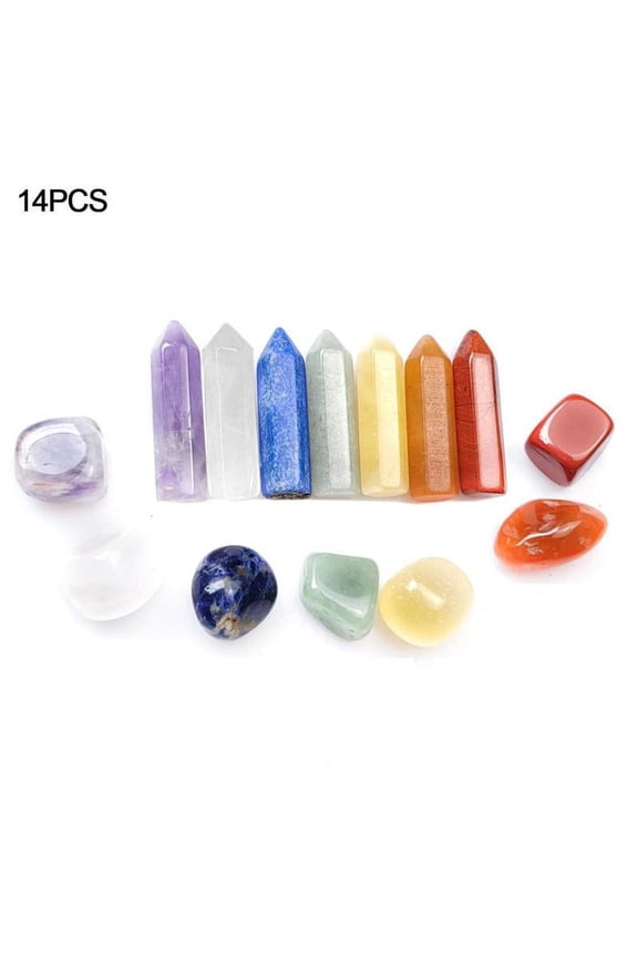 7 Chakra Healing Crystals Wands Reiki Energy Tumbled Set Hexagonal Stone D6S1