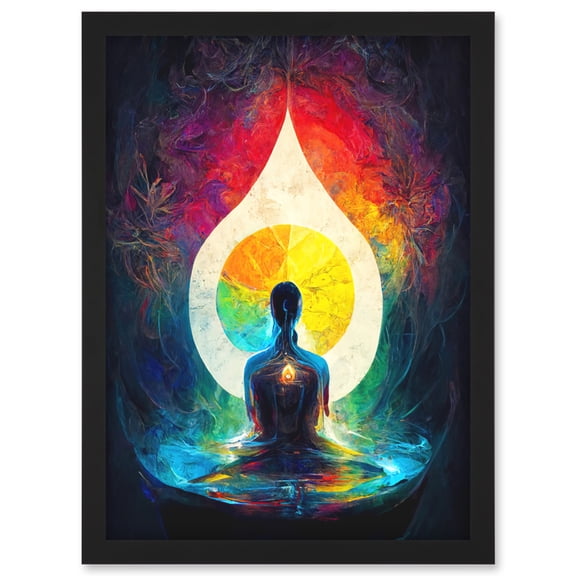 7 Chakra Meditation Energy Rainbow Relaxation Artwork Framed Wall Art Print A4