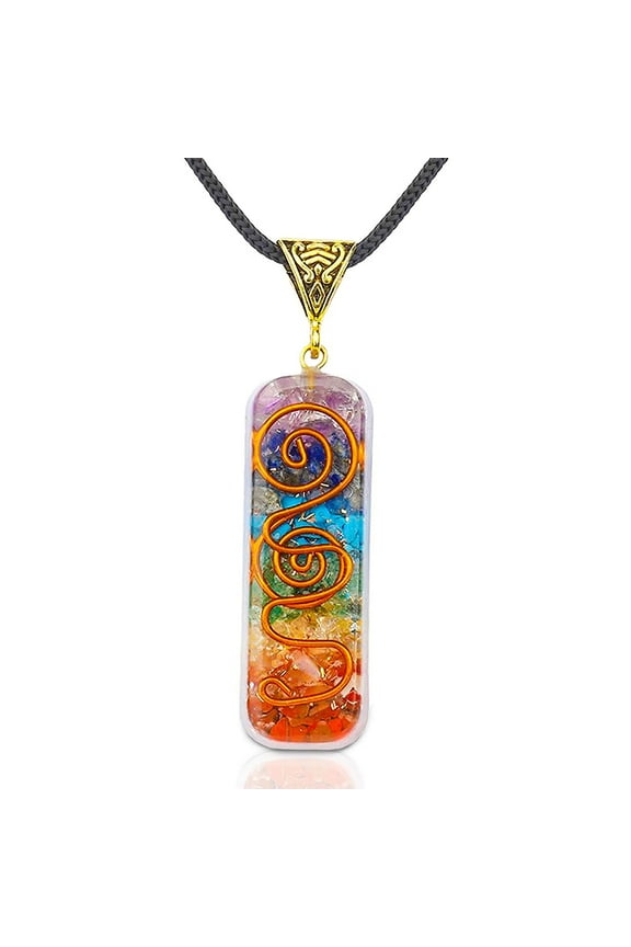 7 Chakra Necklace Handmade Healing Orgone Pendant Crystal Necklace Spiritual with Adjustable Cord for Men Women Positive Energy, Meditation, Chakra Crystal Jewelry Gift