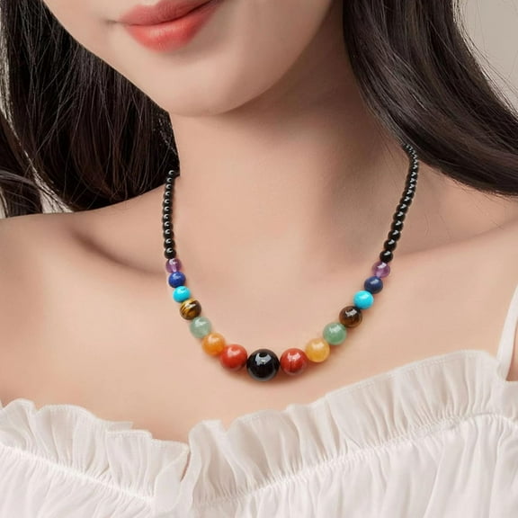 7 Chakra Necklace For Women Strong Healing Crystal Necklace Genuine Stone Beaded Necklace Energy Meditation Necklace Handmade 20 Inches Jewelry Gifts[o4262]