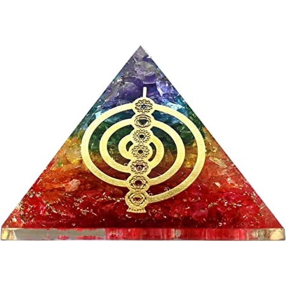 7 Chakra Onyx Crystal Orgone Pyramid, Organite Pyramid Reiki (7 Chakra)